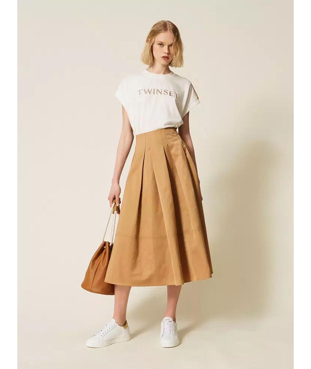 TWIN-SET Белая полиэстеровая футболка, фото 2