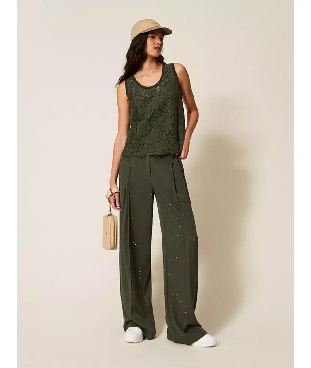 TWIN-SET Зеленая полиамидовая майка, фото 2