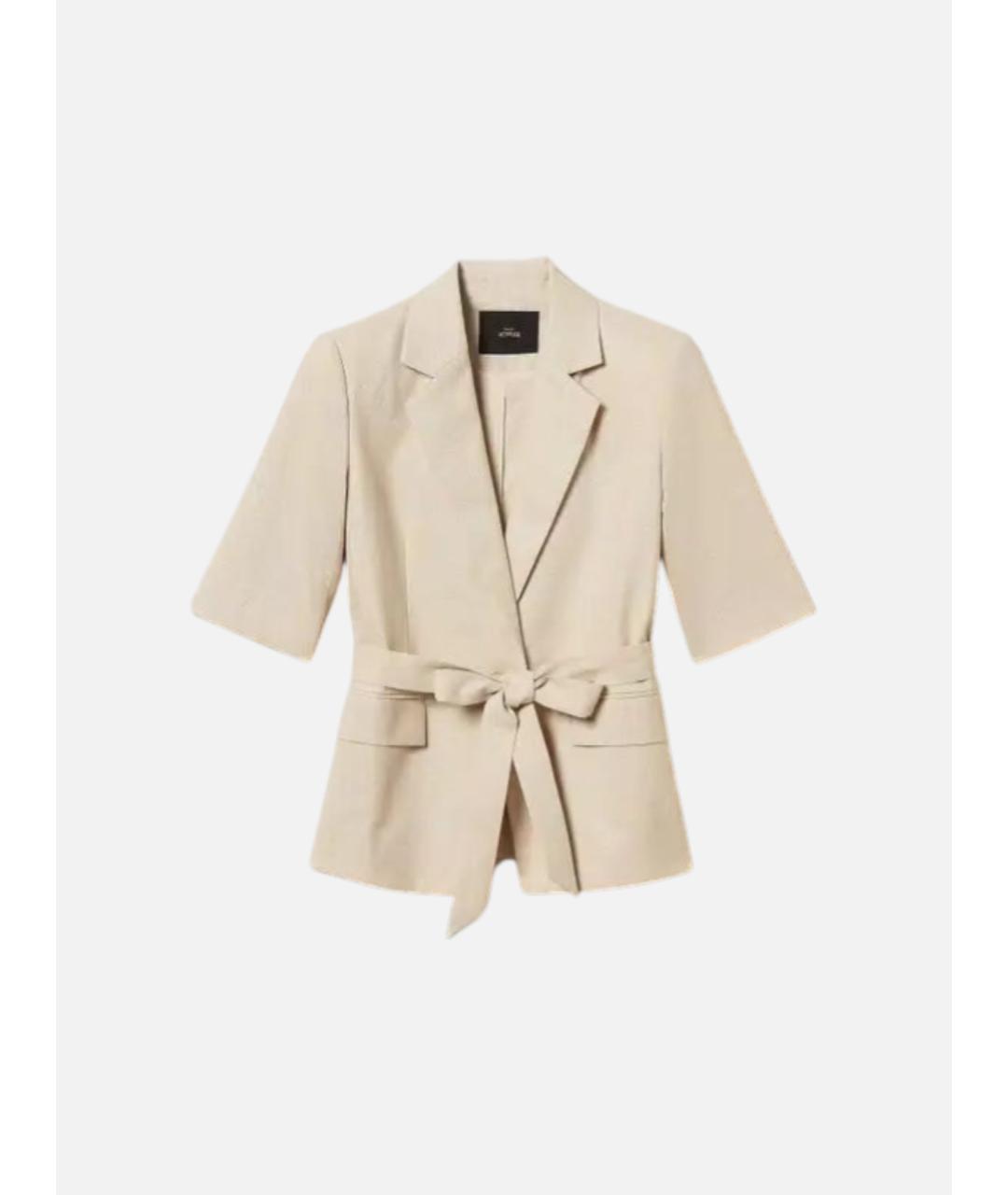 TWIN-SET Бежевый хлопковый жакет/пиджак, фото 7