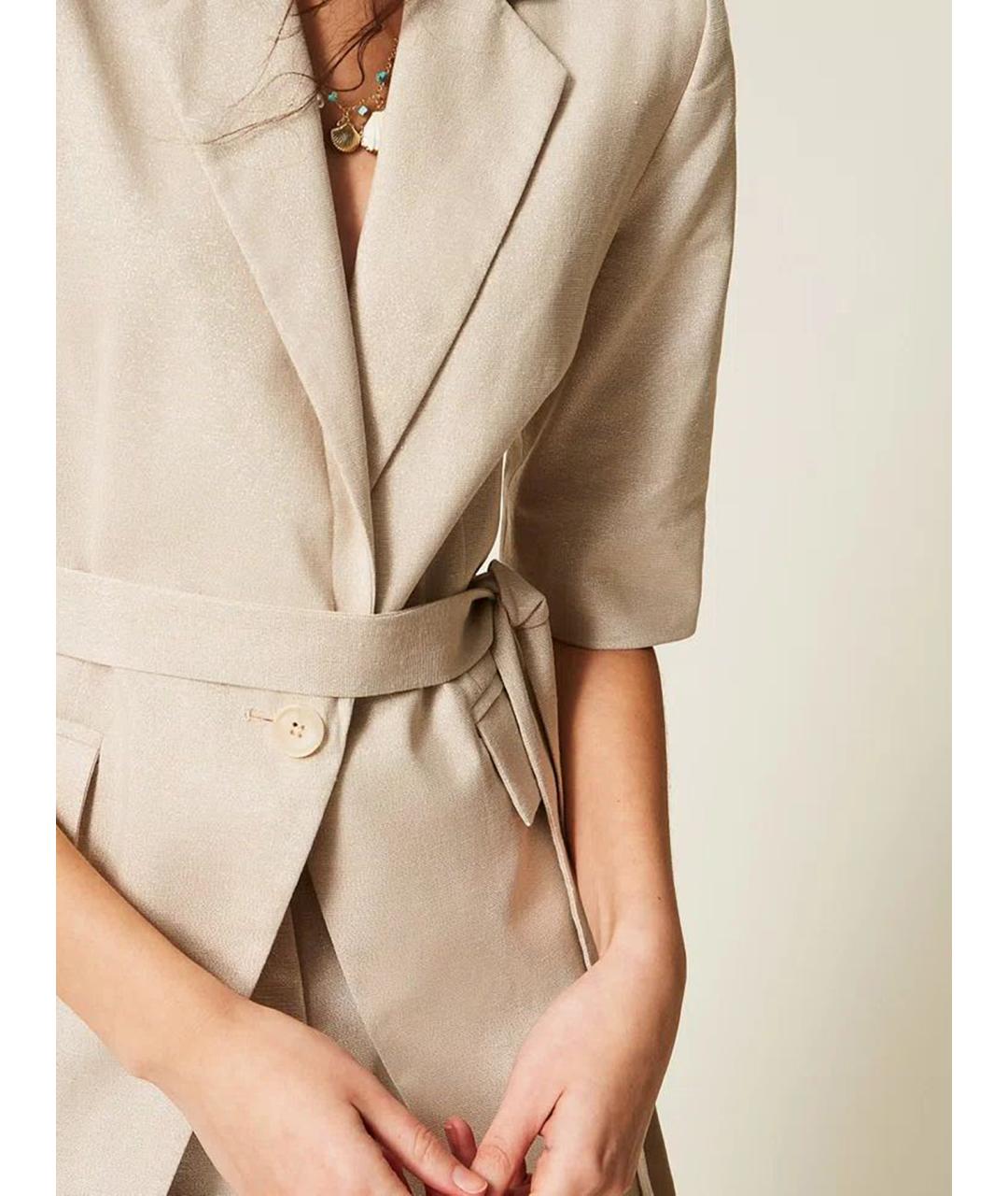 TWIN-SET Бежевый хлопковый жакет/пиджак, фото 6