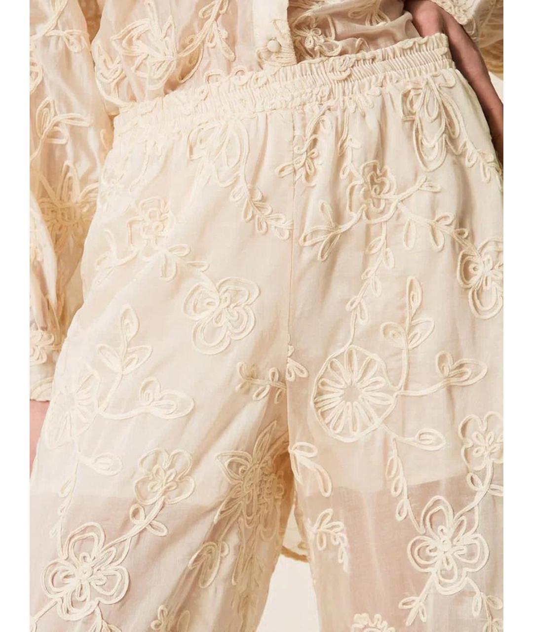 TWIN-SET Бежевые брюки широкие, фото 4