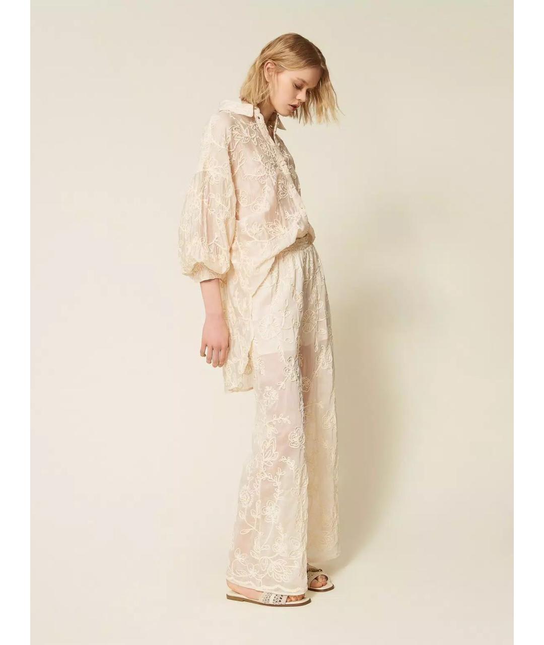 TWIN-SET Бежевые брюки широкие, фото 2