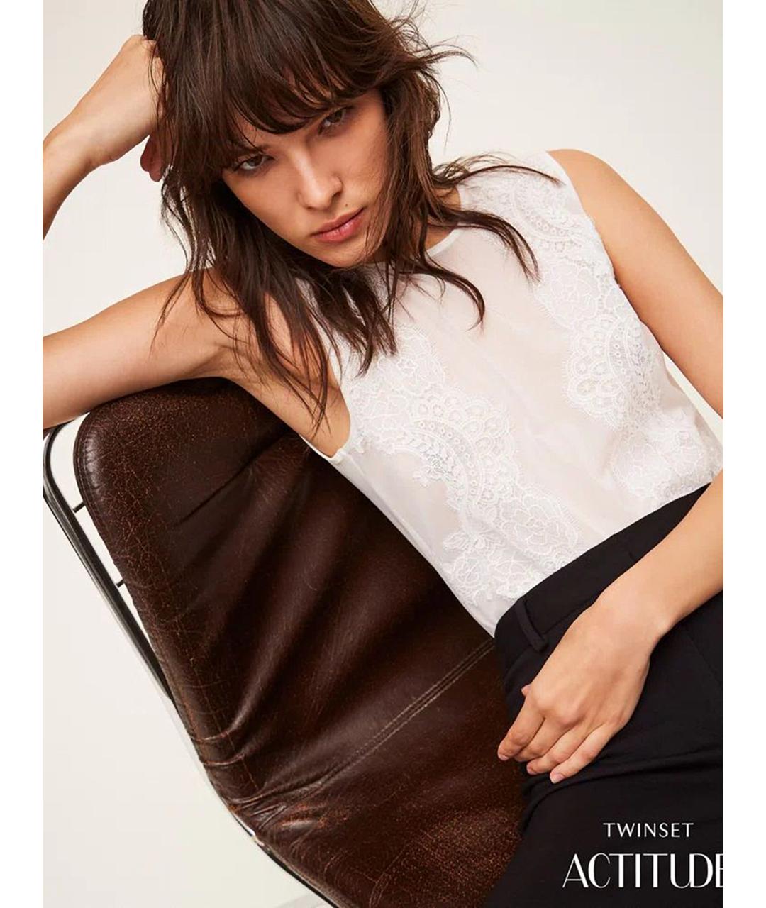 TWIN-SET Белая хлопковая блузы, фото 6