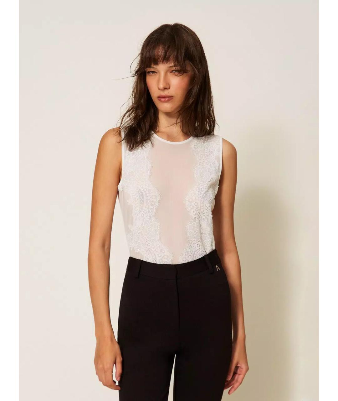 TWIN-SET Белая хлопковая блузы, фото 3