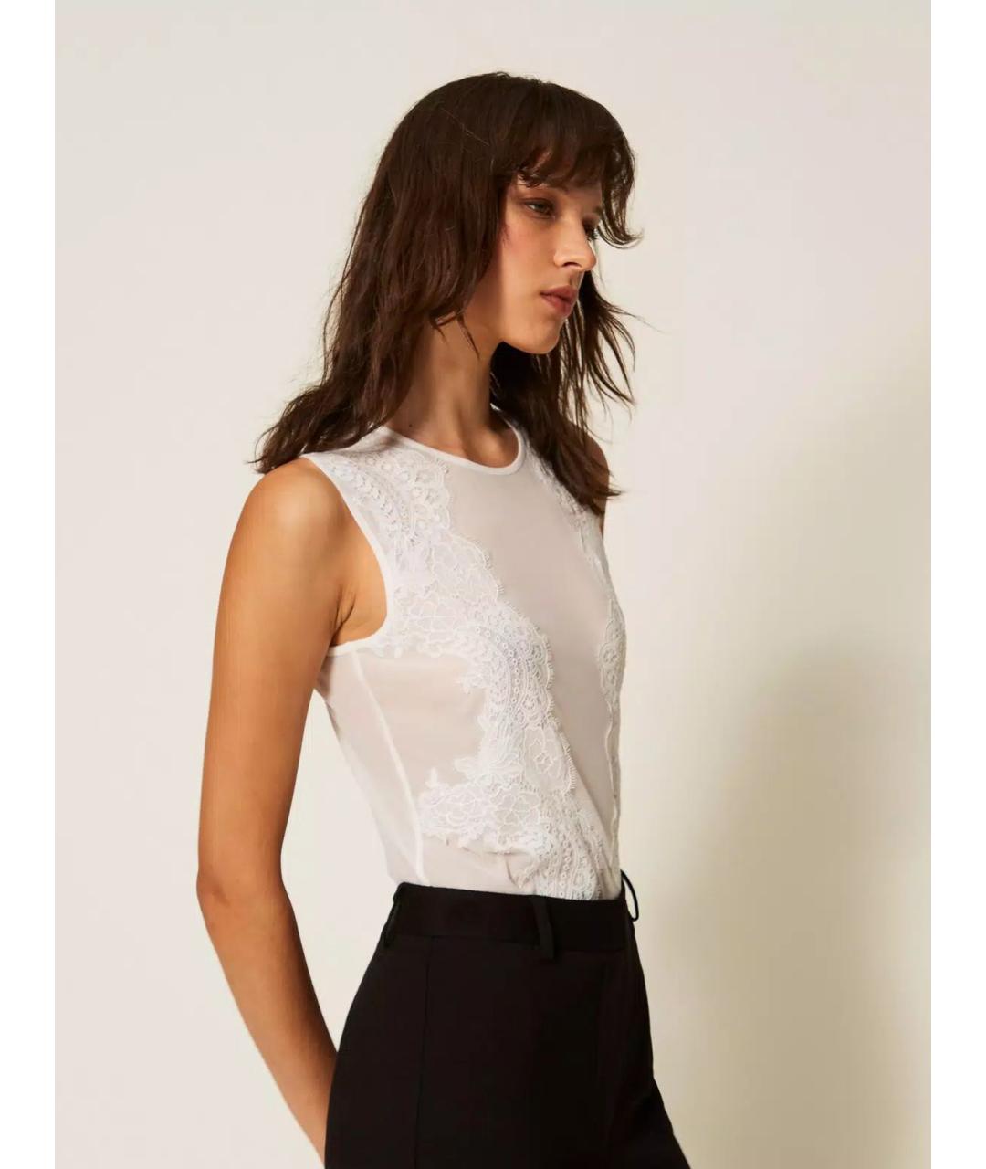 TWIN-SET Белая хлопковая блузы, фото 4