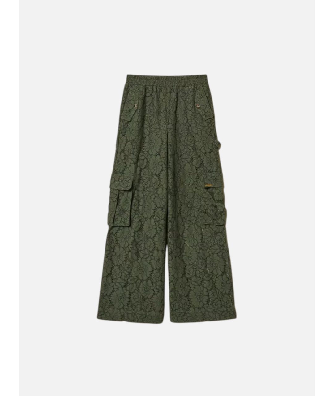 TWIN-SET Зеленые полиамидовые прямые брюки, фото 6