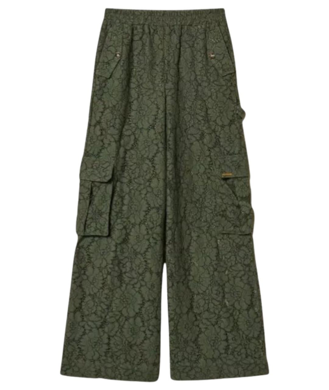 TWIN-SET Зеленые полиамидовые прямые брюки, фото 1