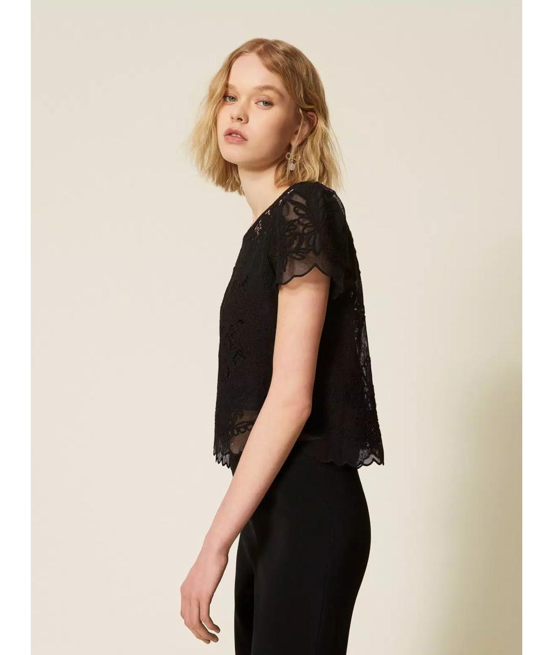 TWIN-SET Черная хлопковая блузы, фото 4
