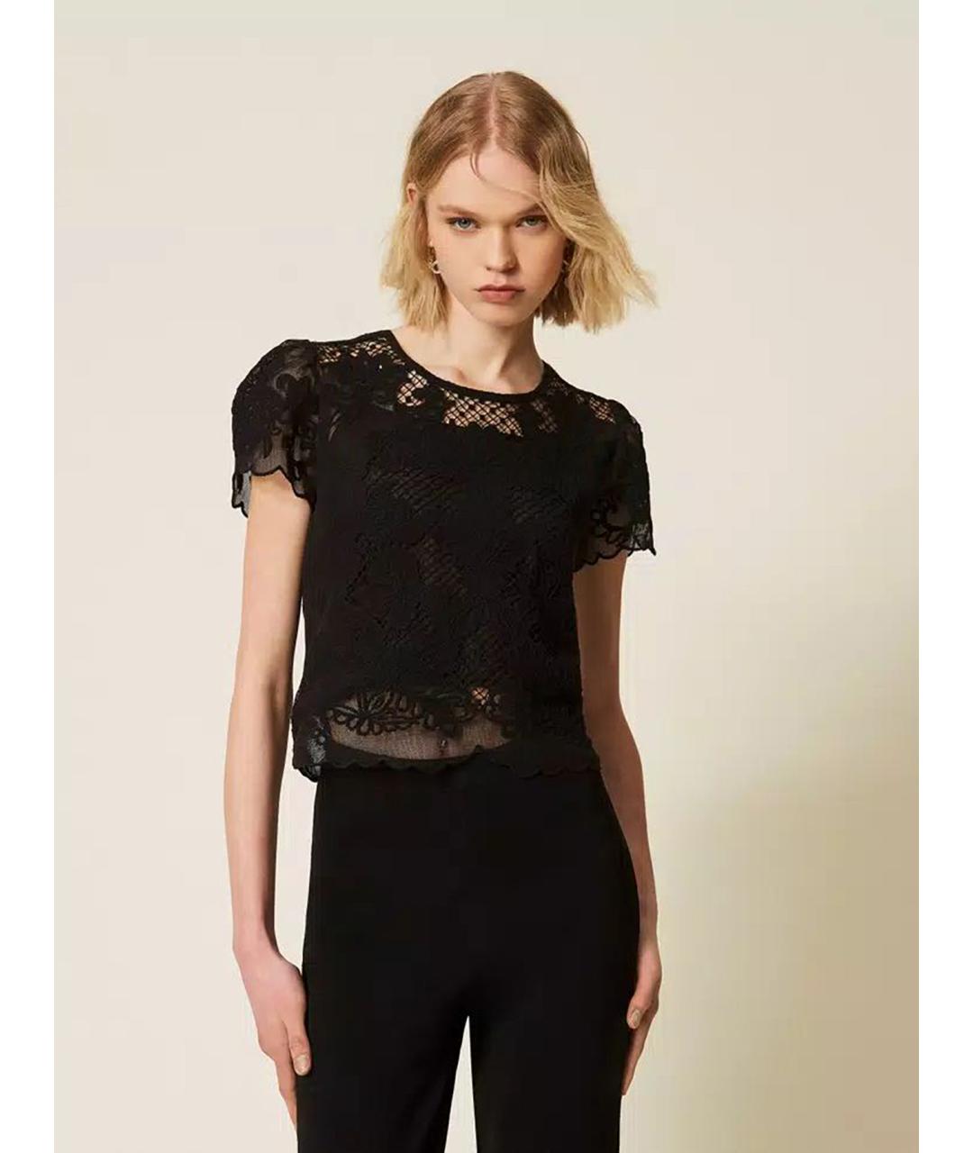 TWIN-SET Черная хлопковая блузы, фото 3