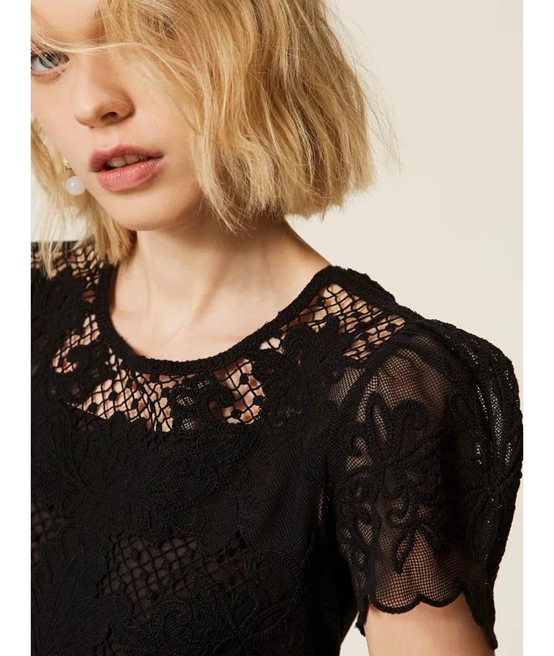 TWIN-SET Черная хлопковая блузы, фото 6