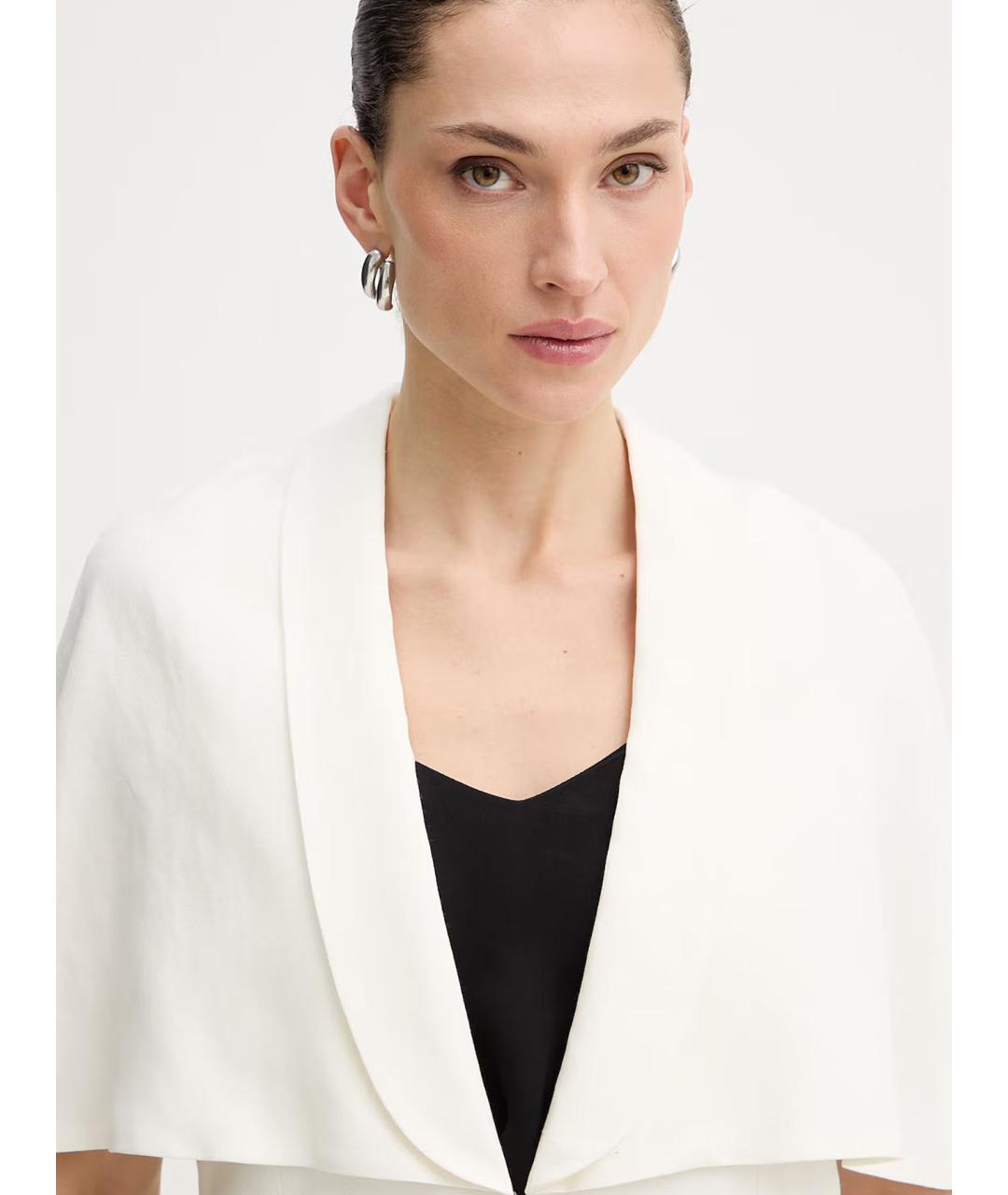 TWIN-SET Белый льняной жакет/пиджак, фото 4