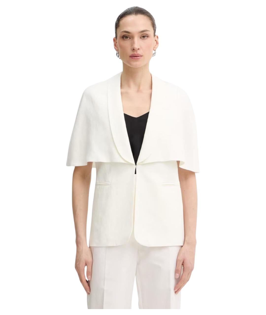 TWIN-SET Белый льняной жакет/пиджак, фото 1