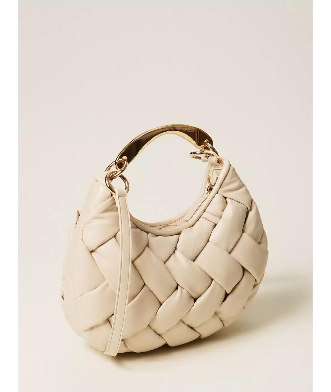 TWIN-SET Бежевая сумка с короткими ручками из искусственной кожи, фото 4