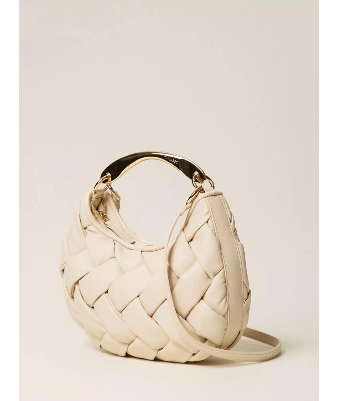 TWIN-SET Бежевая сумка с короткими ручками из искусственной кожи, фото 3