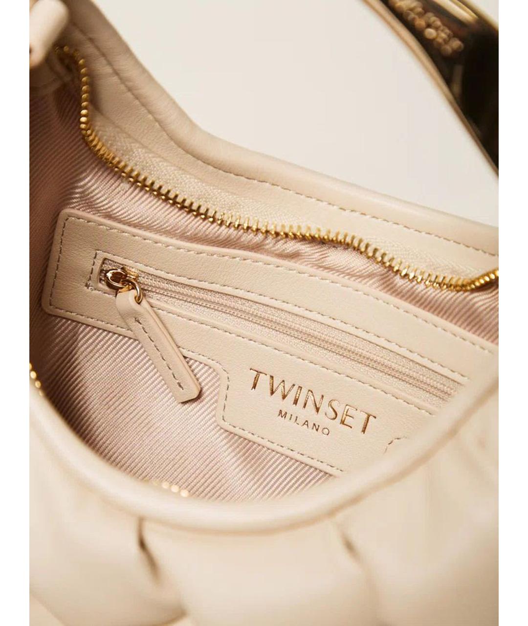 TWIN-SET Бежевая сумка с короткими ручками из искусственной кожи, фото 5