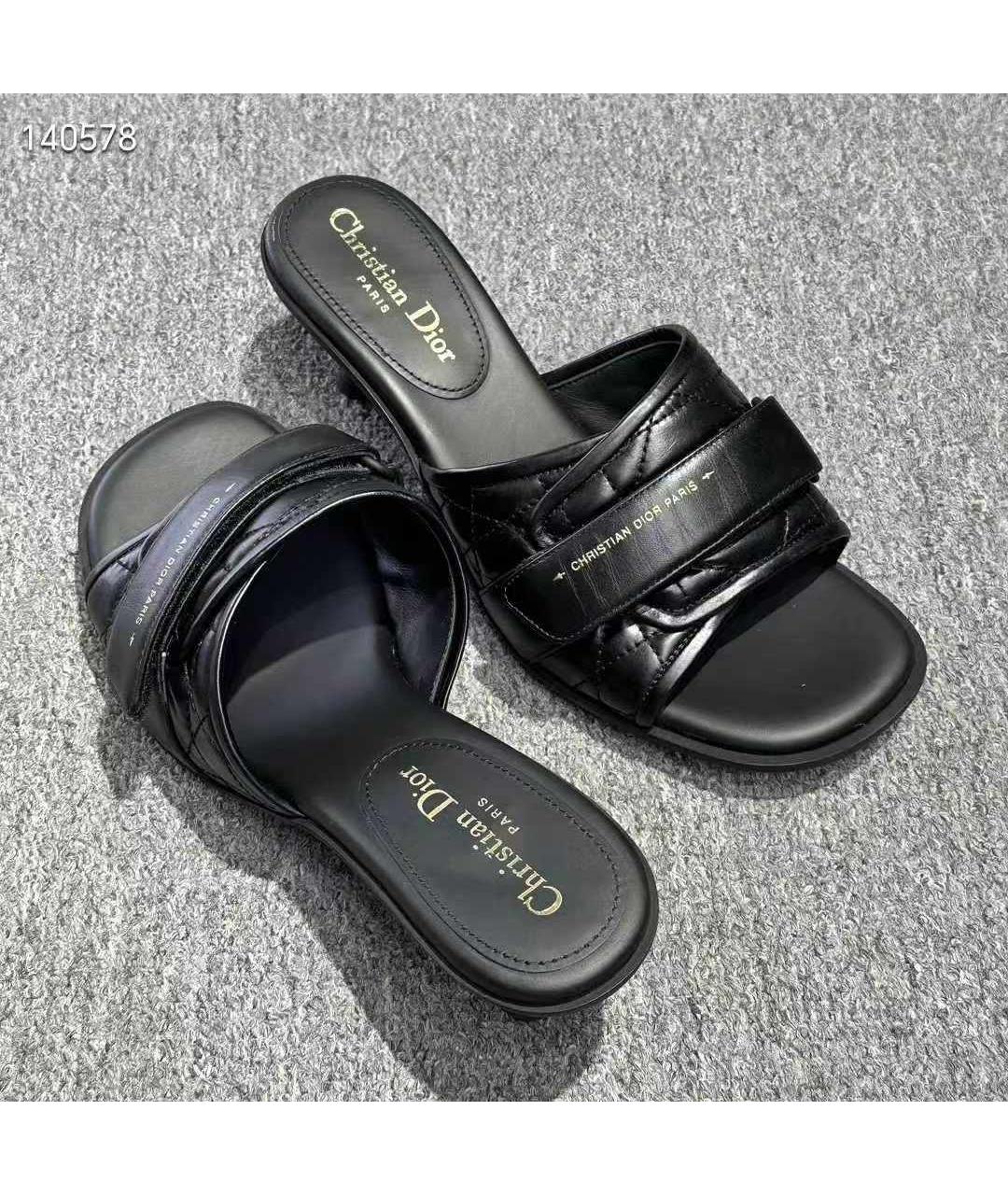 CHRISTIAN DIOR Черные кожаные босоножки, фото 5