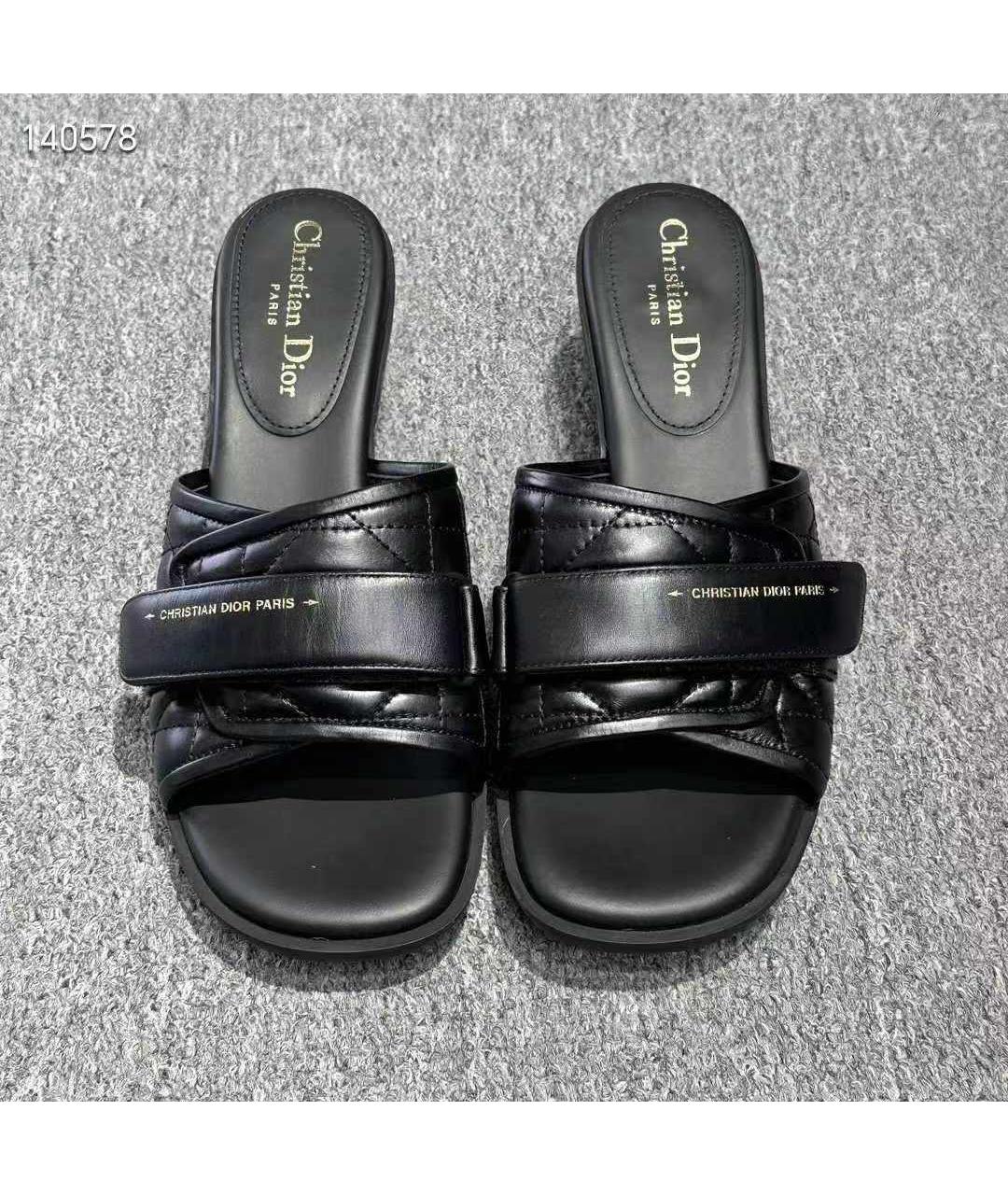 CHRISTIAN DIOR Черные кожаные босоножки, фото 3