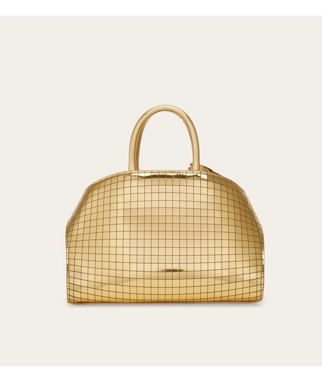 FERRAGAMO Золотая кожаная сумка с короткими ручками, фото 5