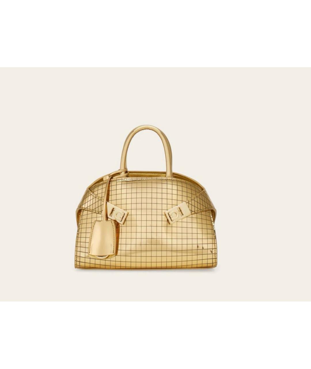 FERRAGAMO Золотая кожаная сумка с короткими ручками, фото 2