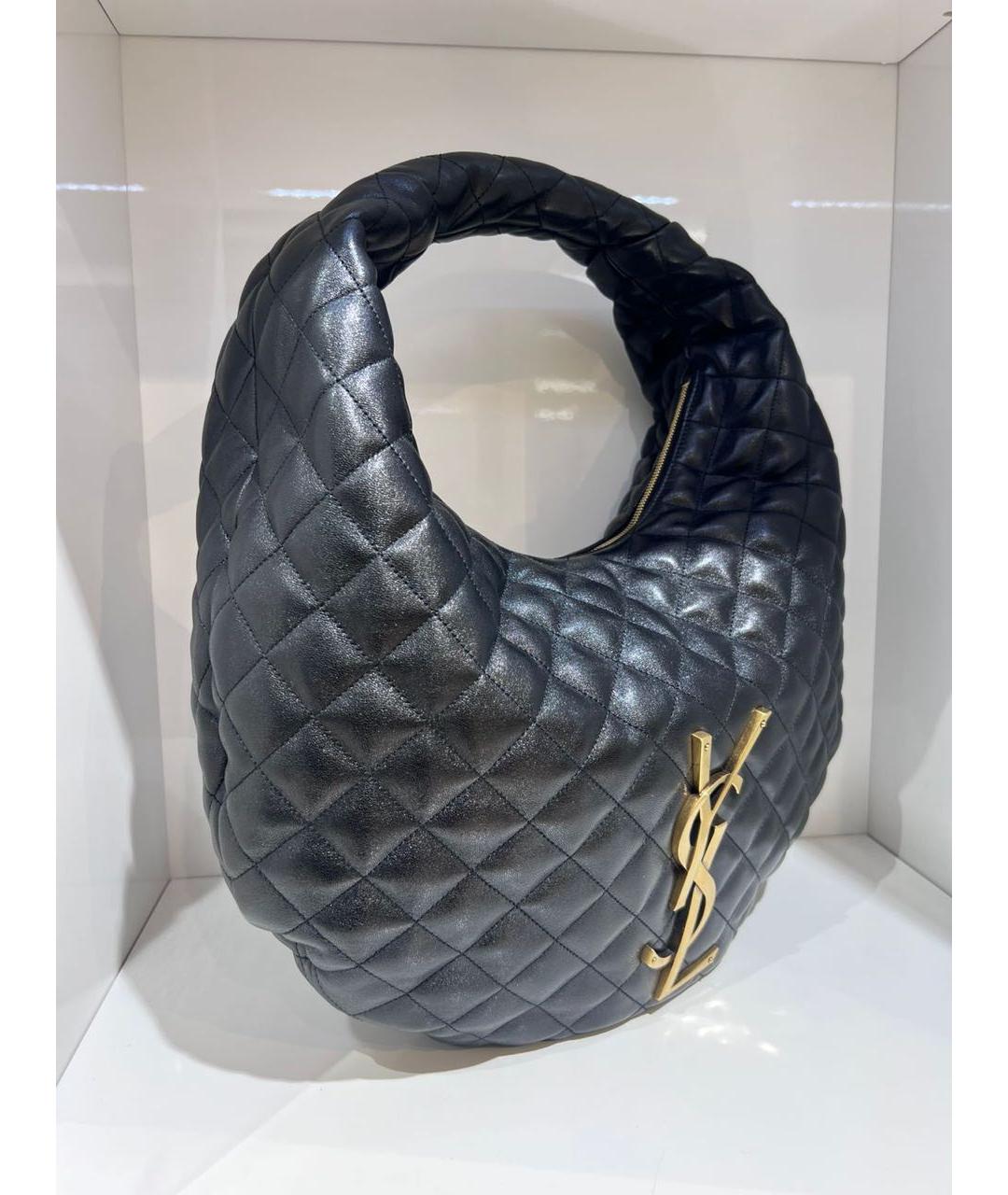SAINT LAURENT Черная кожаная сумка с короткими ручками, фото 3
