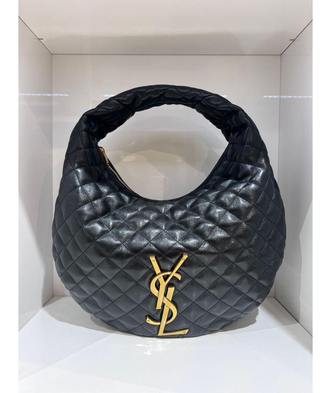 SAINT LAURENT Черная кожаная сумка с короткими ручками, фото 2