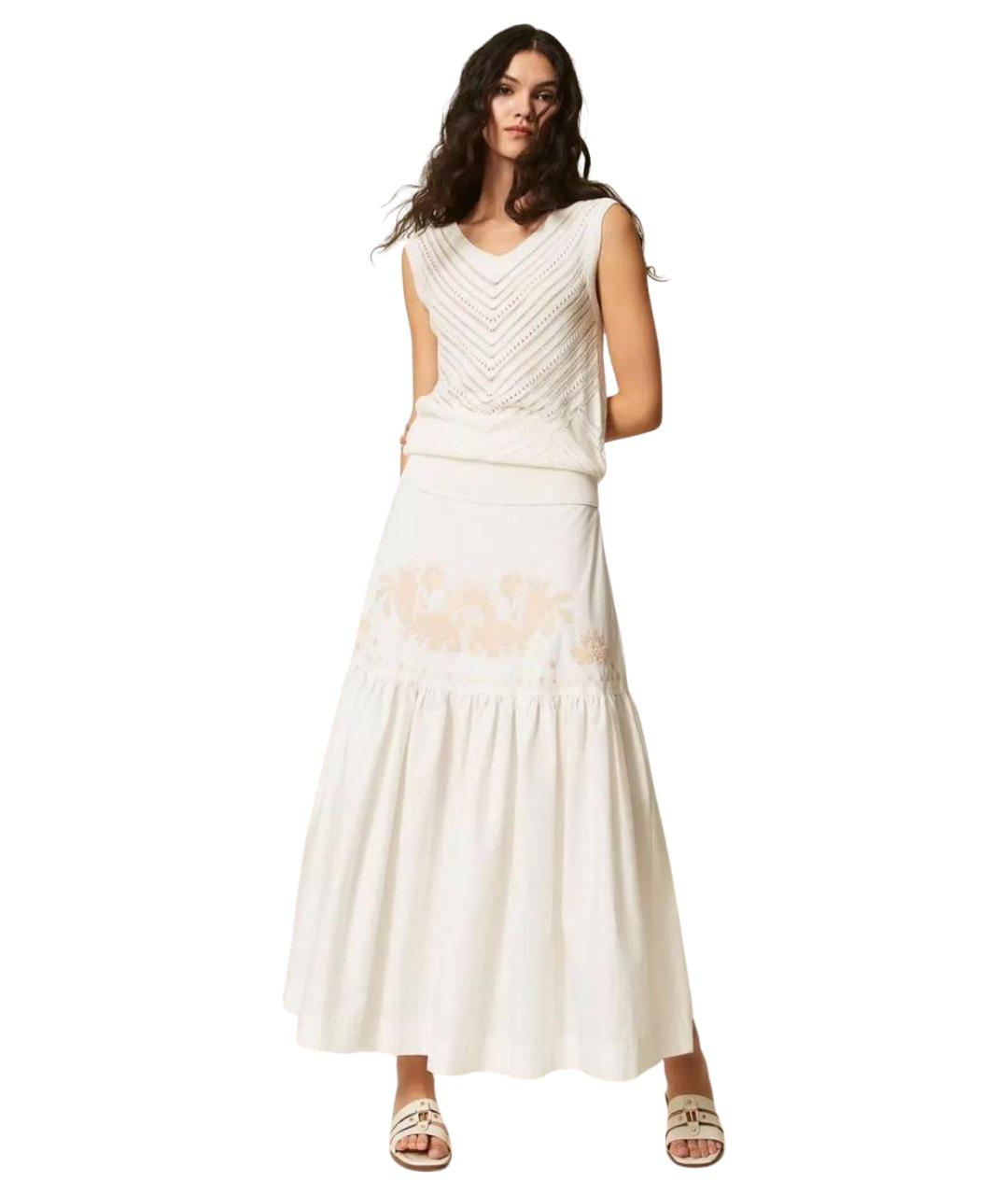 TWIN-SET Белая хлопковая юбка макси, фото 1