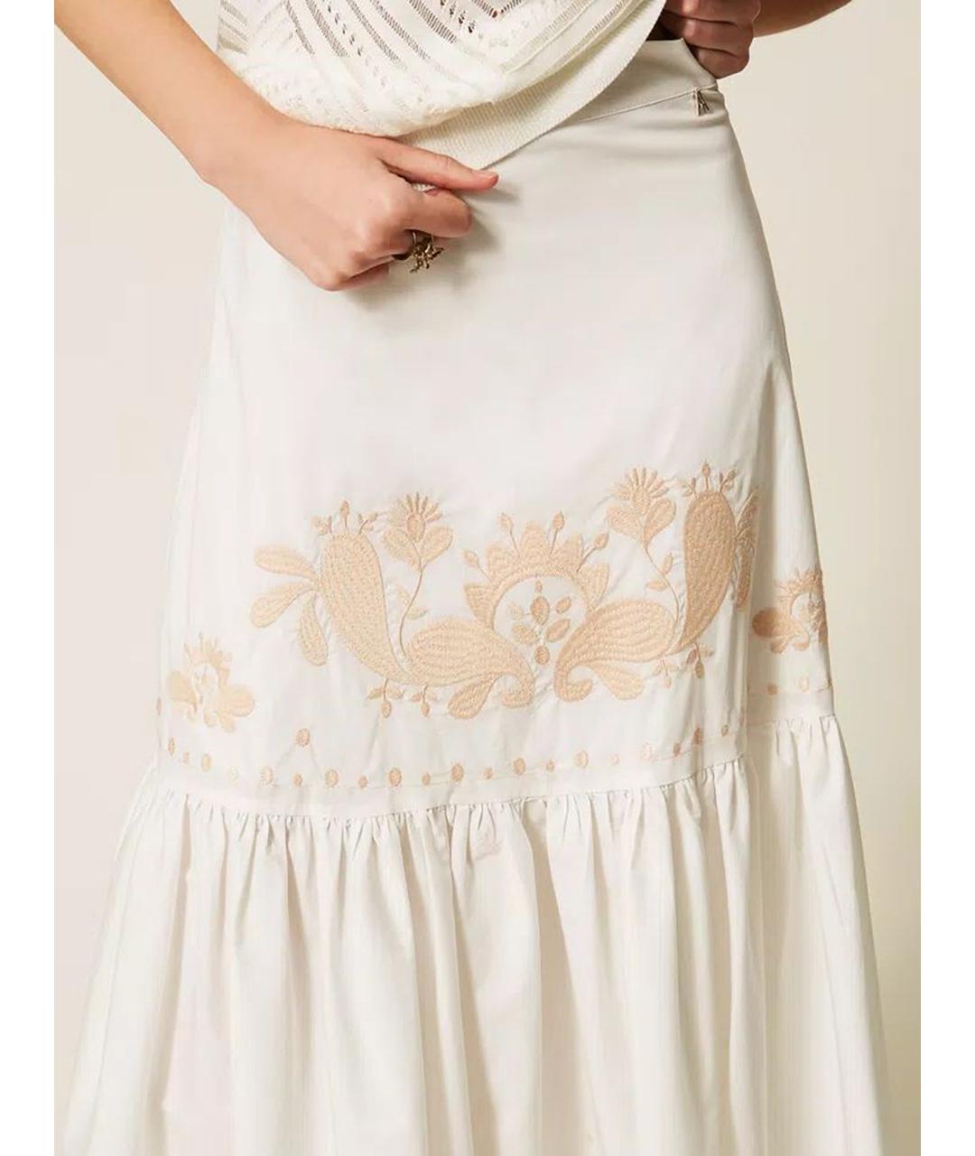 TWIN-SET Белая хлопковая юбка макси, фото 4