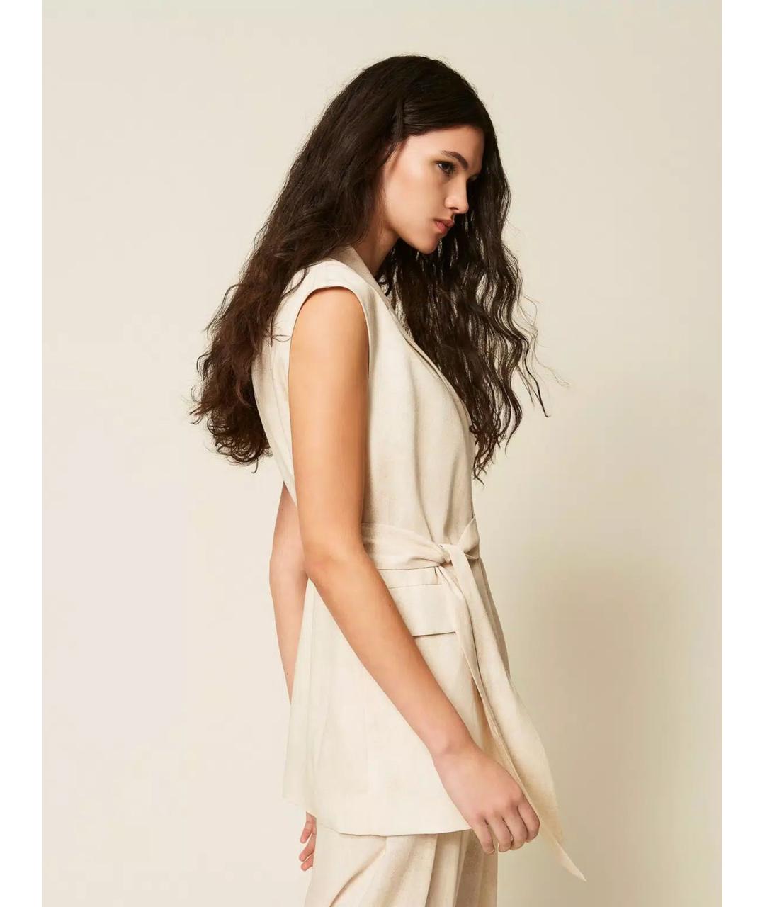 TWIN-SET Бежевый жилет, фото 4