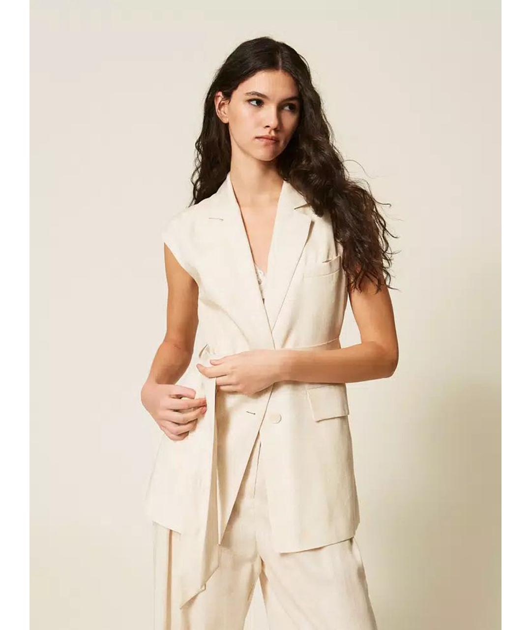 TWIN-SET Бежевый жилет, фото 3