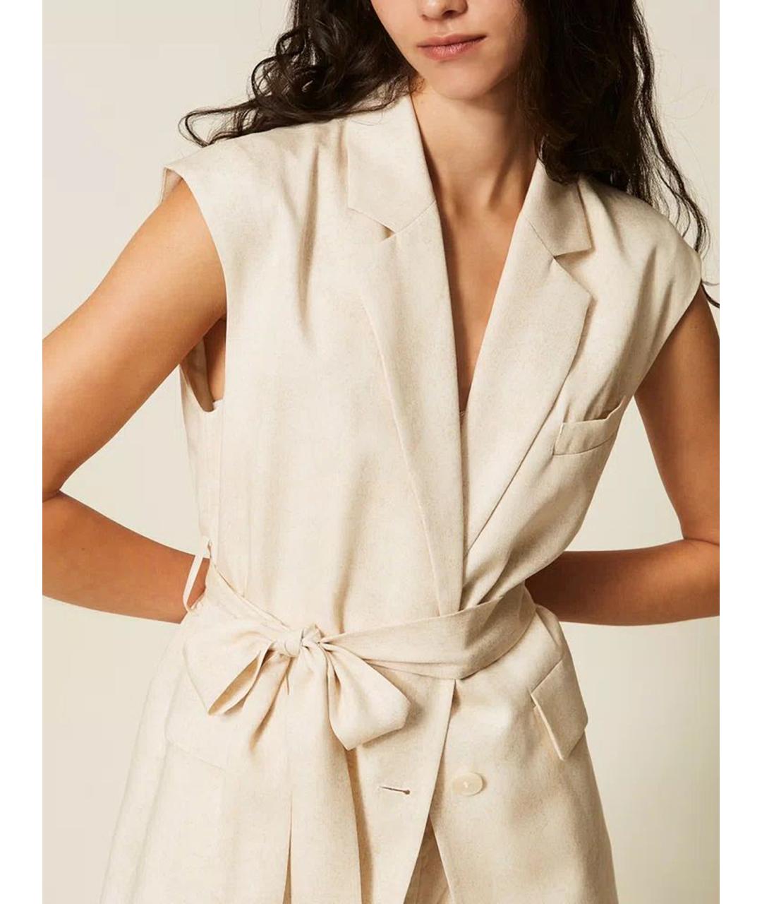 TWIN-SET Бежевый жилет, фото 7