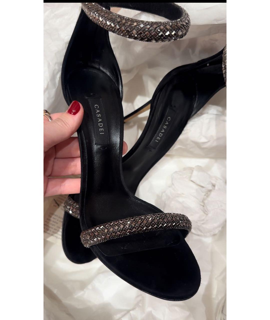 CASADEI Черные замшевые босоножки, фото 3