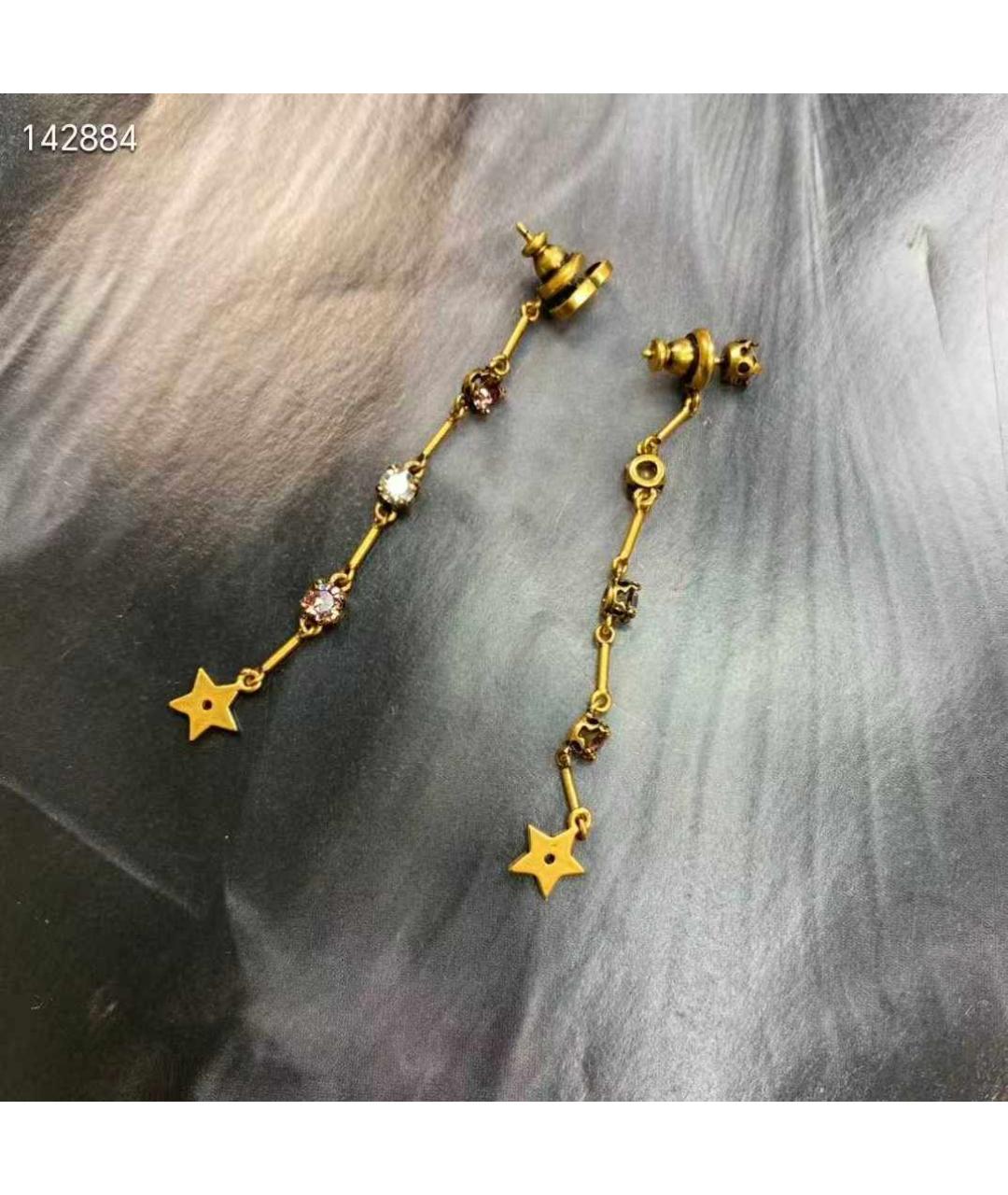 CHRISTIAN DIOR Золотые металлические серьги, фото 6