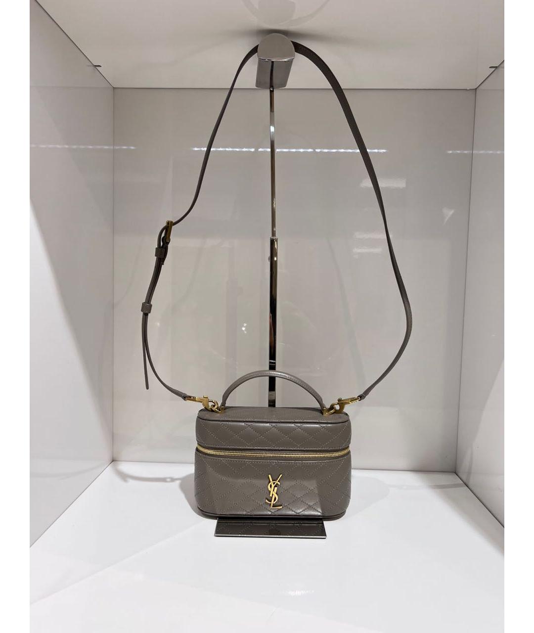 SAINT LAURENT Серая кожаная сумка через плечо, фото 2