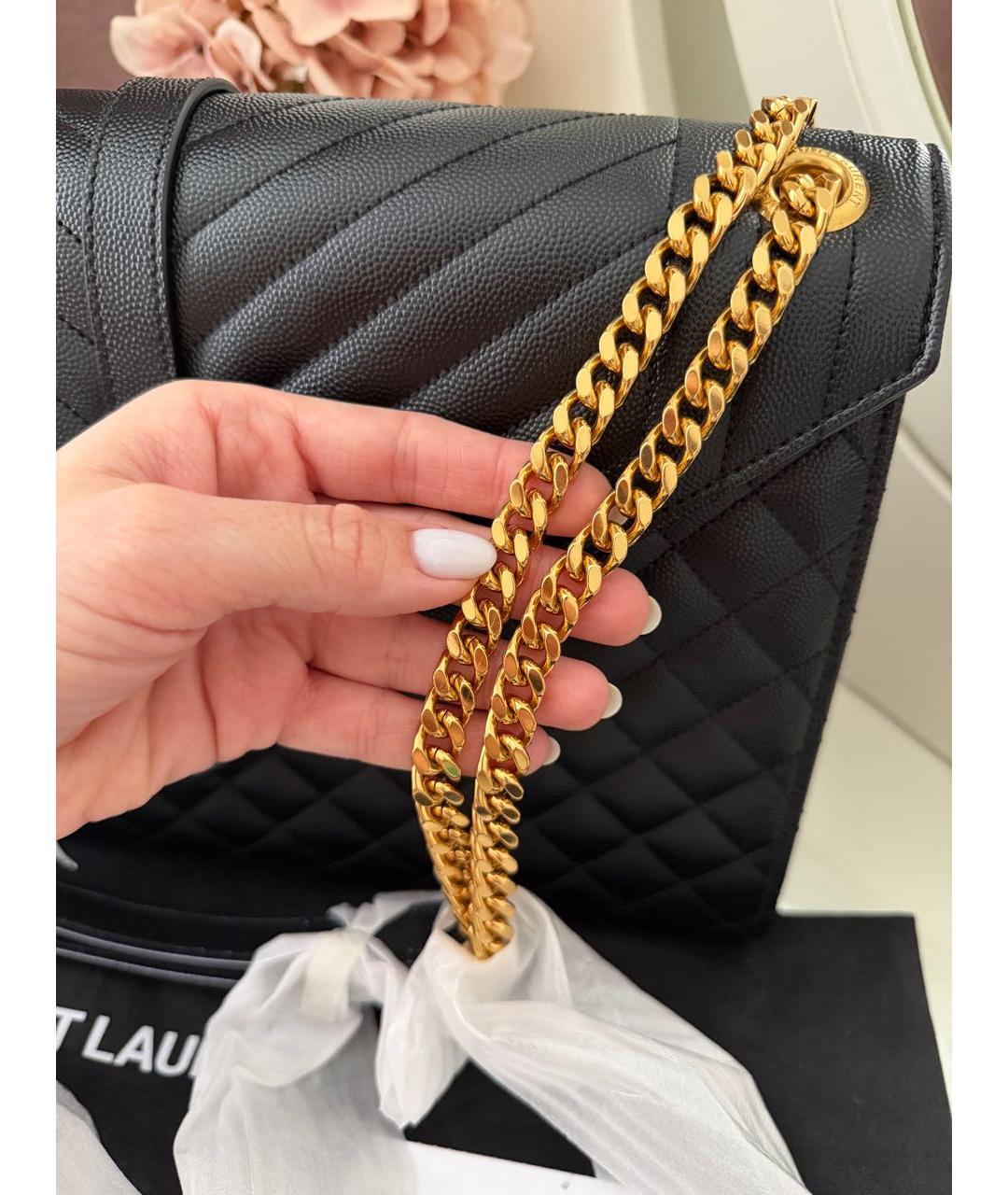 SAINT LAURENT Черная кожаная сумка через плечо, фото 7