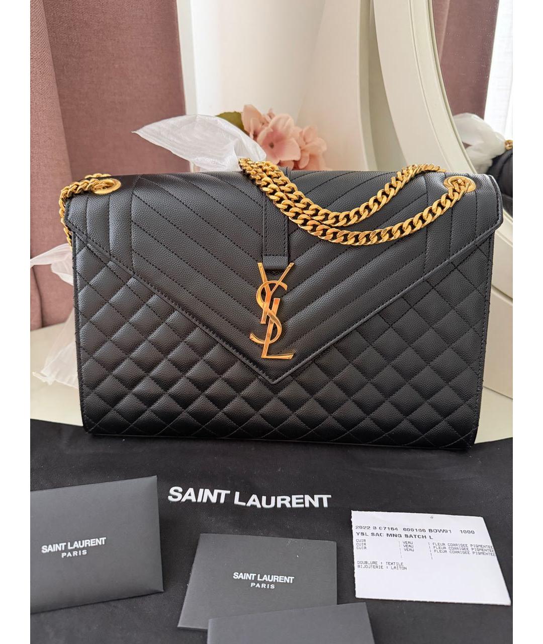 SAINT LAURENT Черная кожаная сумка через плечо, фото 9