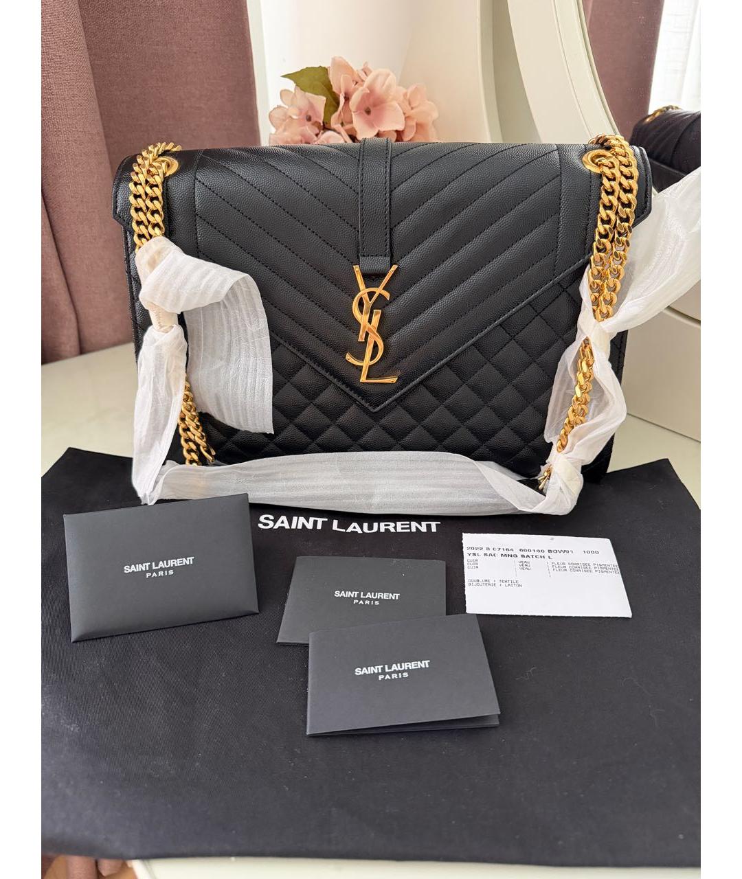 SAINT LAURENT Черная кожаная сумка через плечо, фото 2