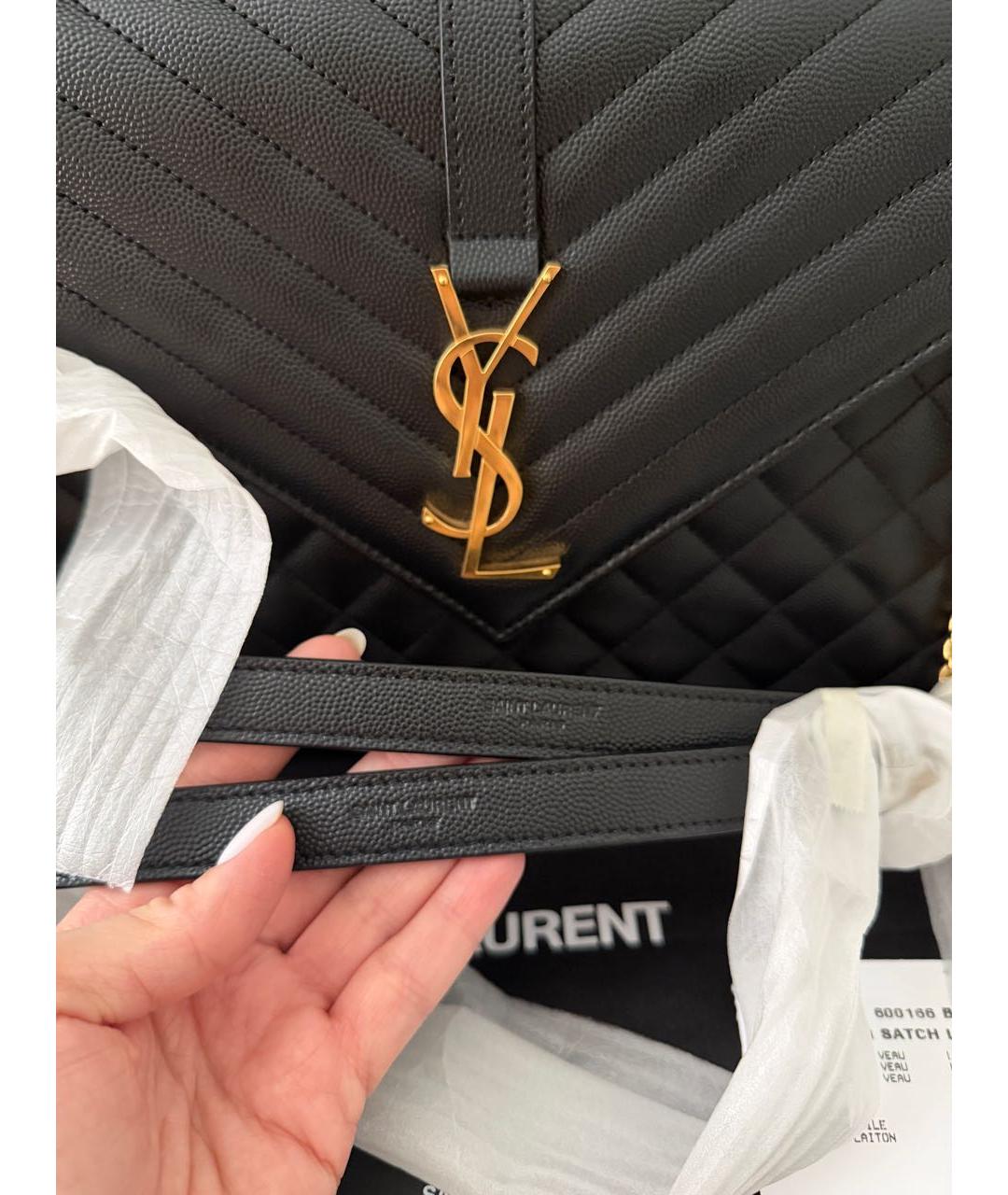 SAINT LAURENT Черная кожаная сумка через плечо, фото 6