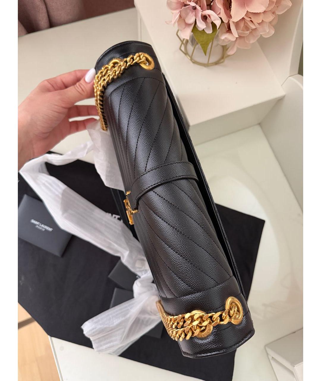 SAINT LAURENT Черная кожаная сумка через плечо, фото 4