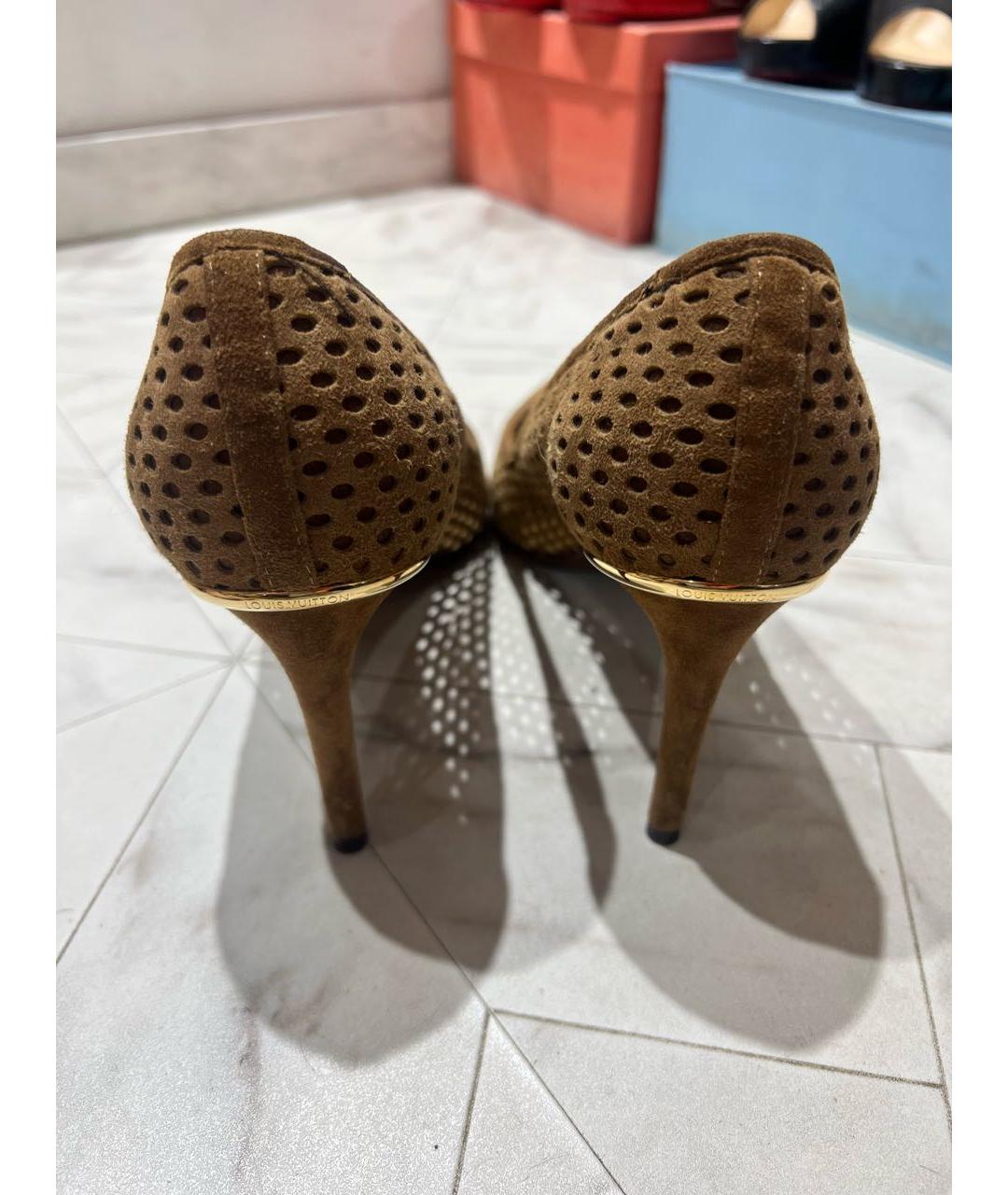 LOUIS VUITTON Хаки замшевые туфли, фото 5