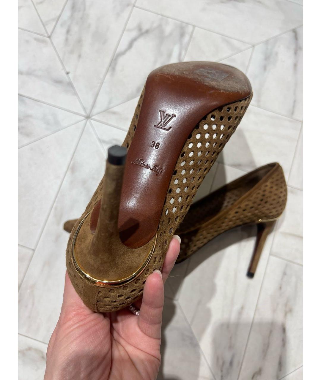 LOUIS VUITTON Хаки замшевые туфли, фото 2