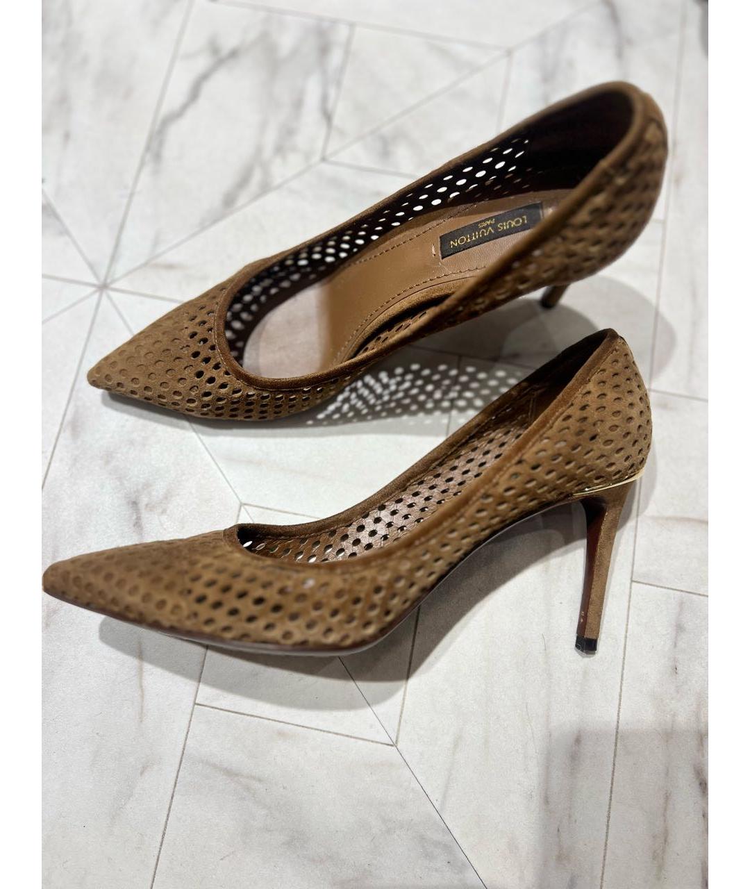 LOUIS VUITTON Хаки замшевые туфли, фото 6