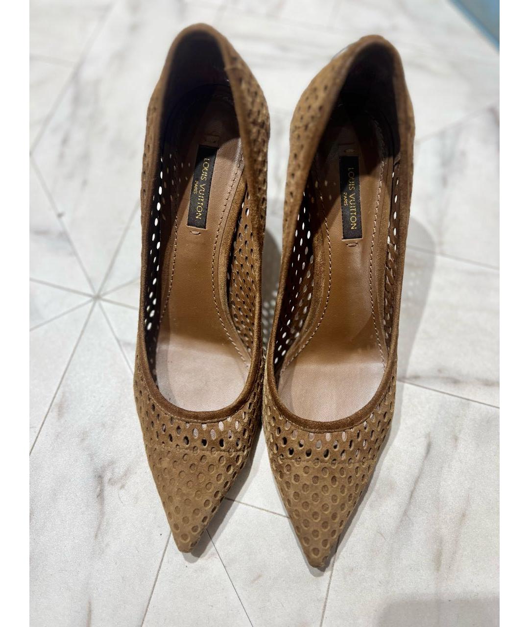 LOUIS VUITTON Хаки замшевые туфли, фото 4