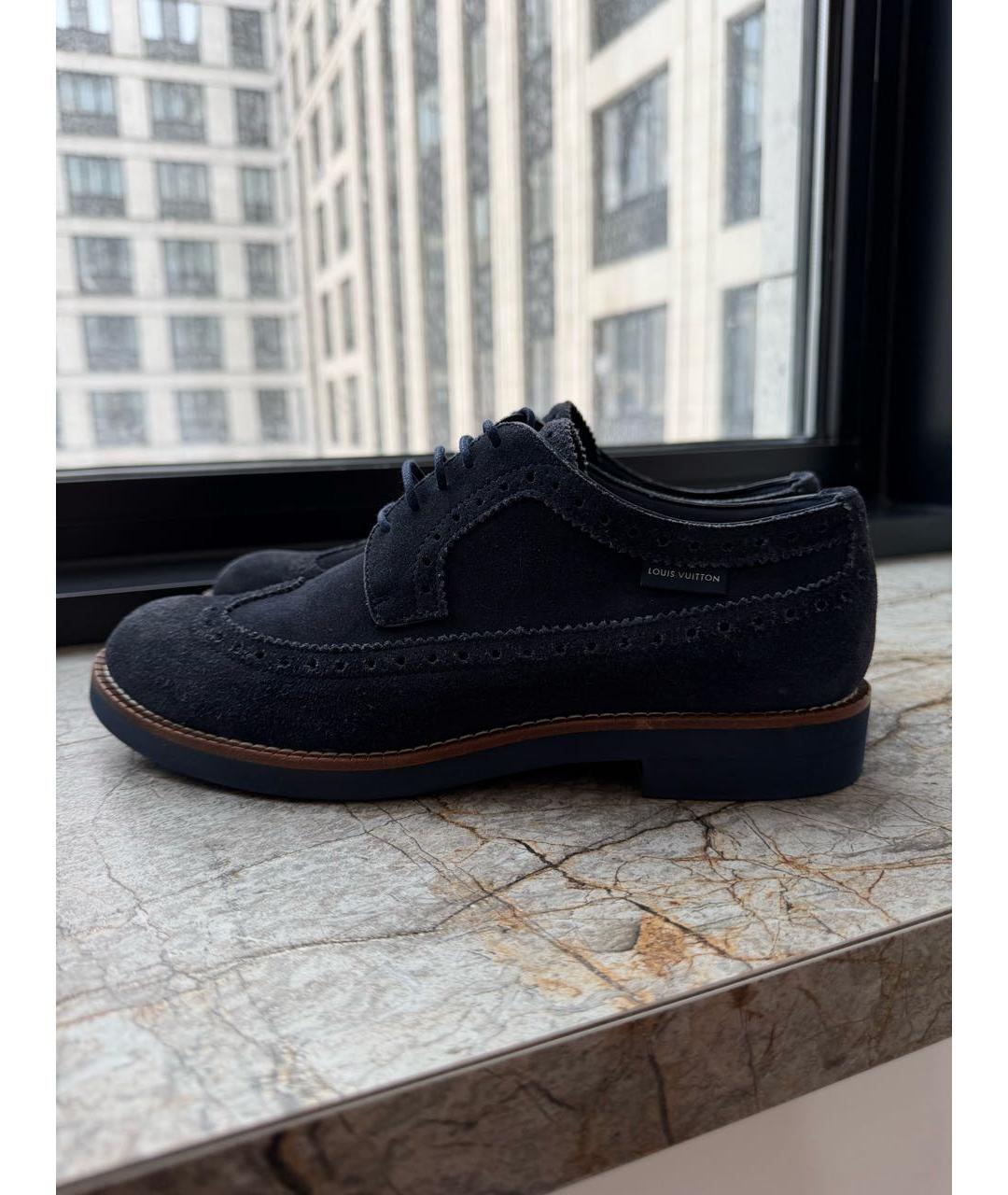 LOUIS VUITTON Темно-синие нубуковые ботинки, фото 7