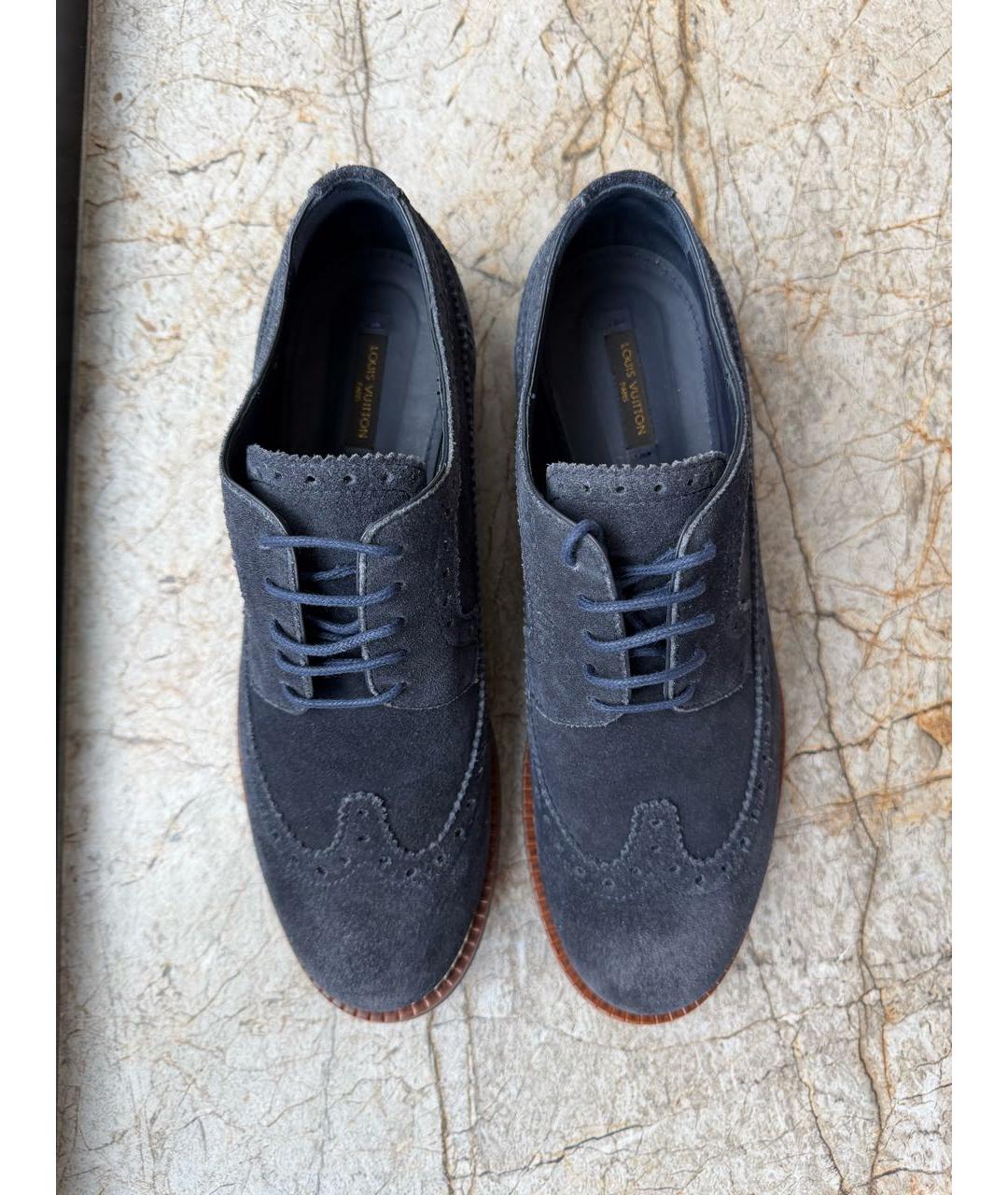 LOUIS VUITTON Темно-синие нубуковые ботинки, фото 3