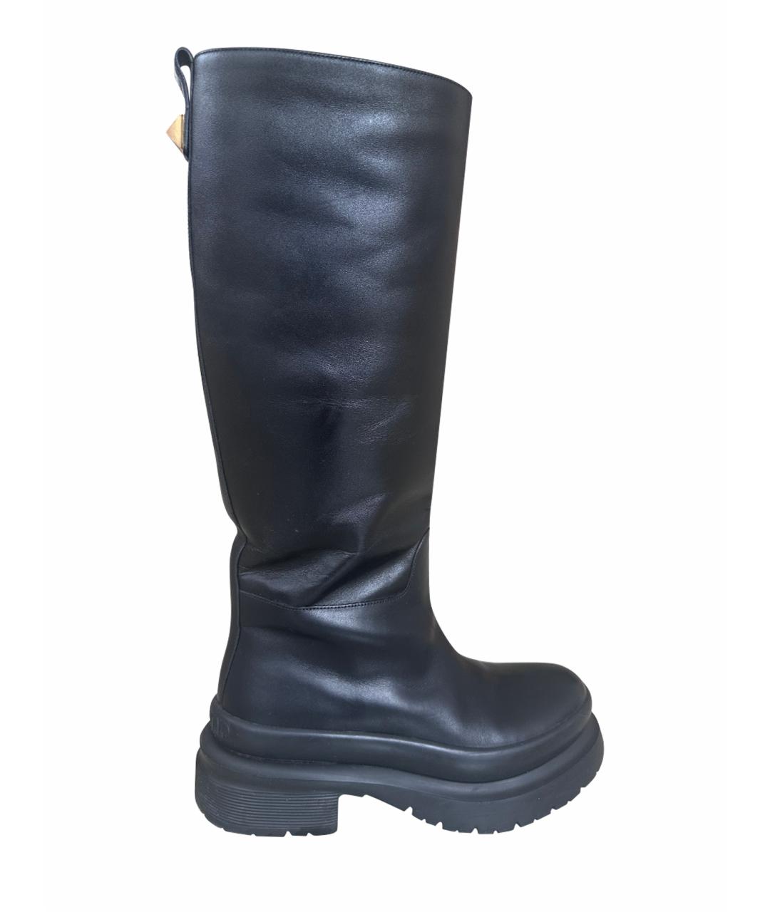 VALENTINO Черные кожаные сапоги, фото 1