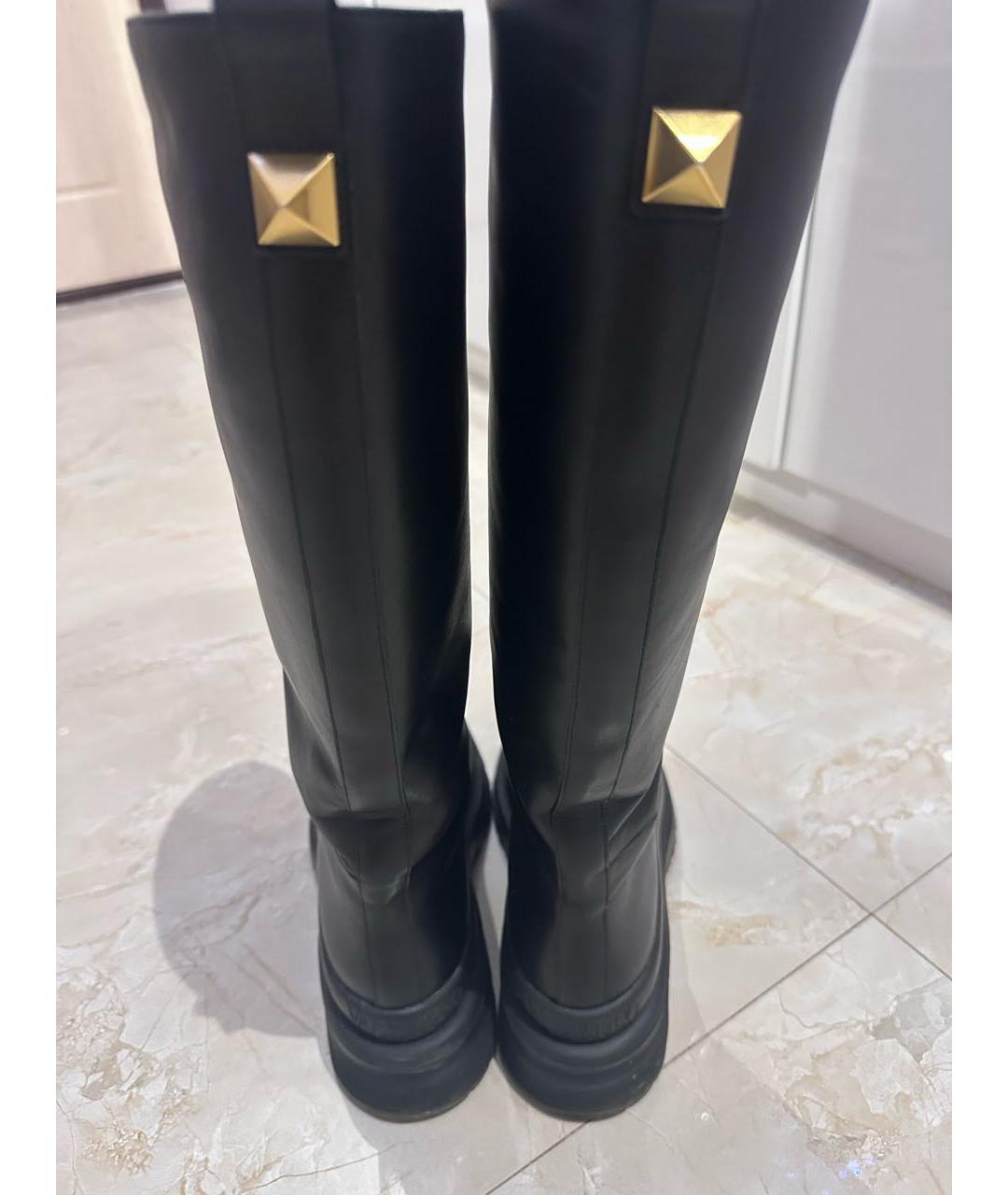 VALENTINO Черные кожаные сапоги, фото 4