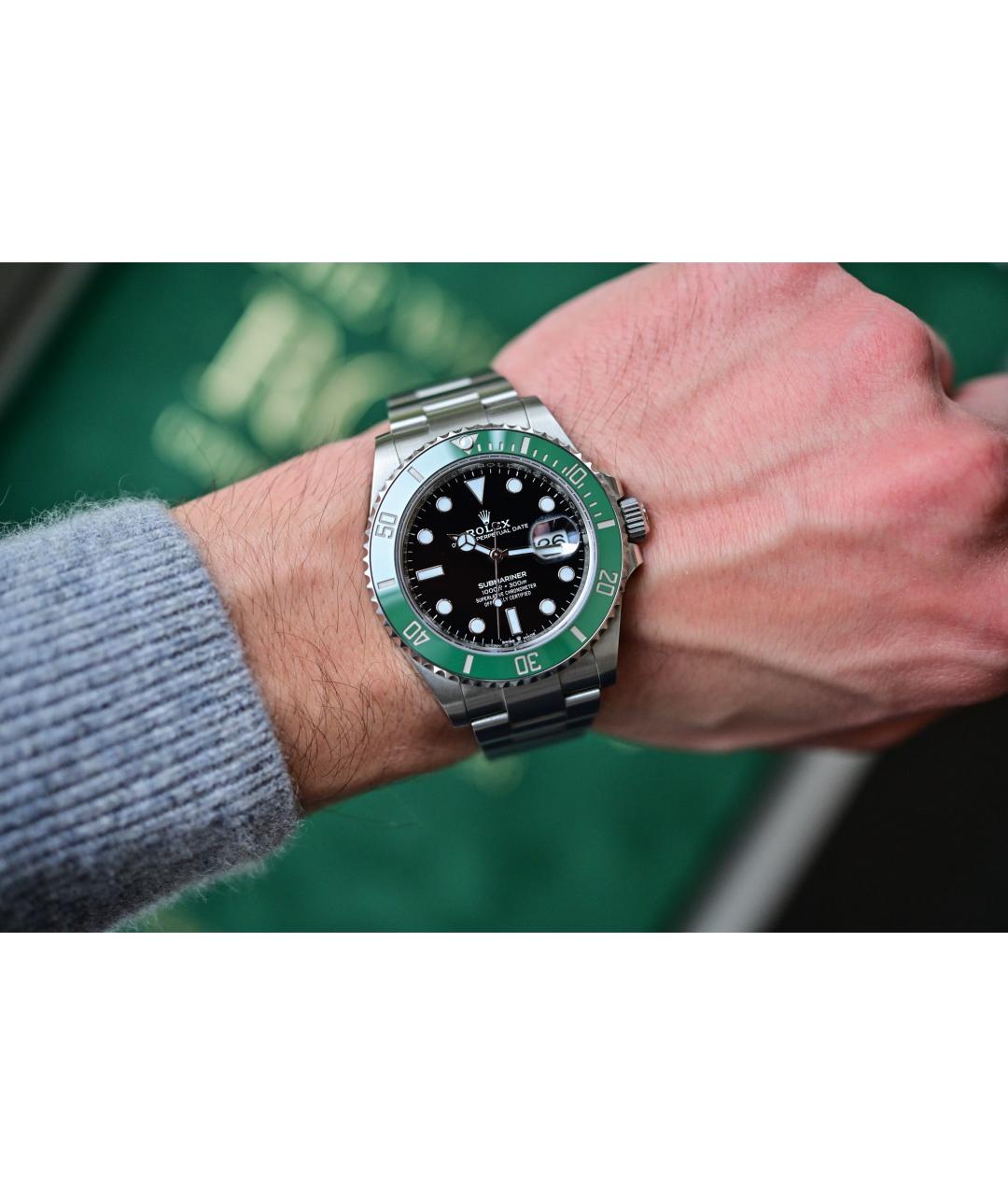 ROLEX Черные металлические часы, фото 4