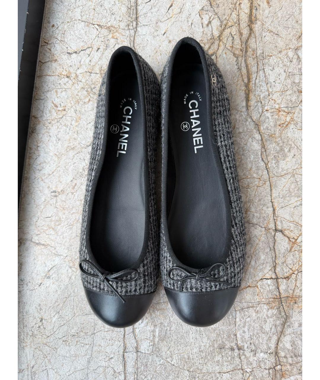 CHANEL Черные кожаные балетки, фото 3