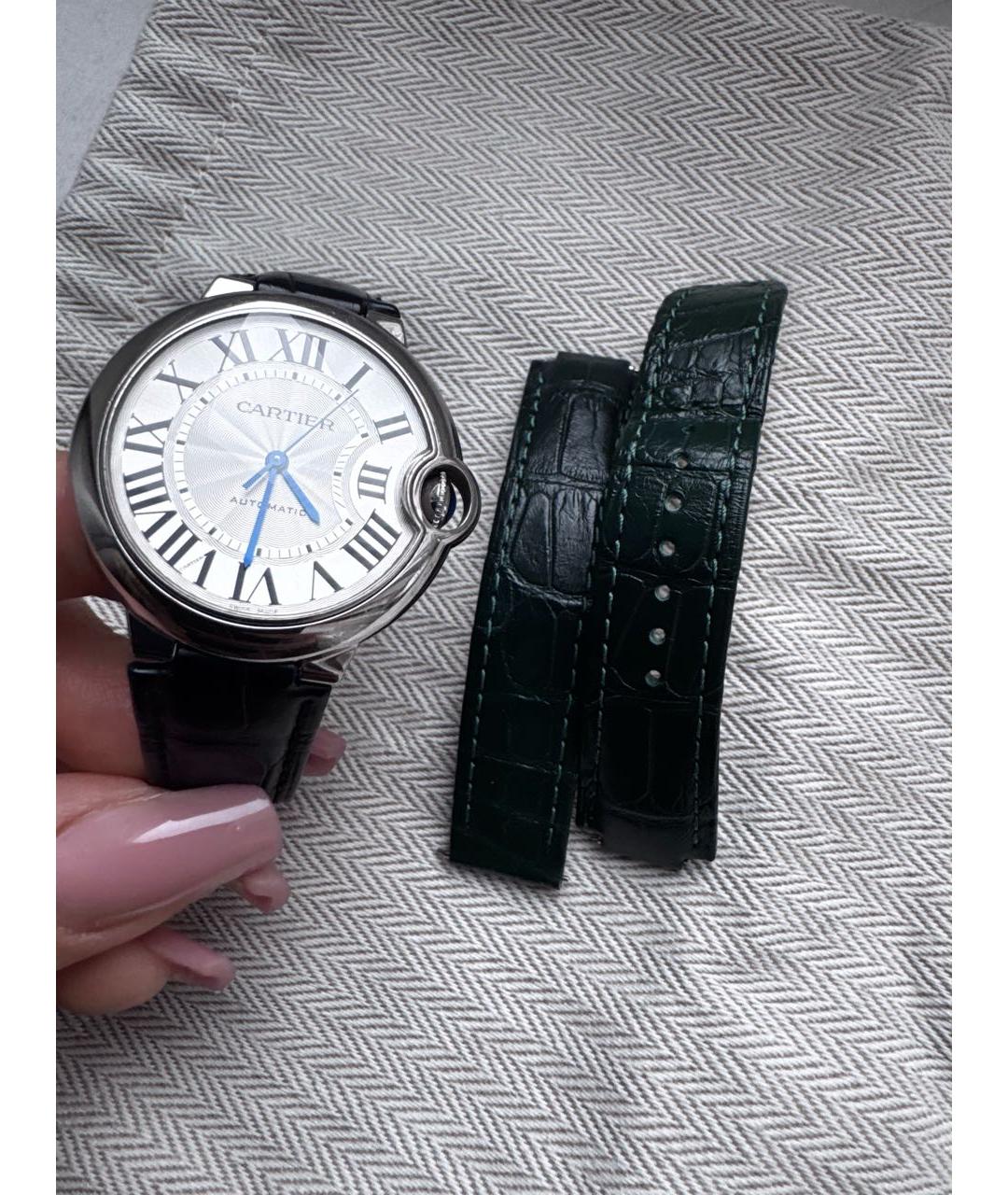 CARTIER Черные металлические часы, фото 6