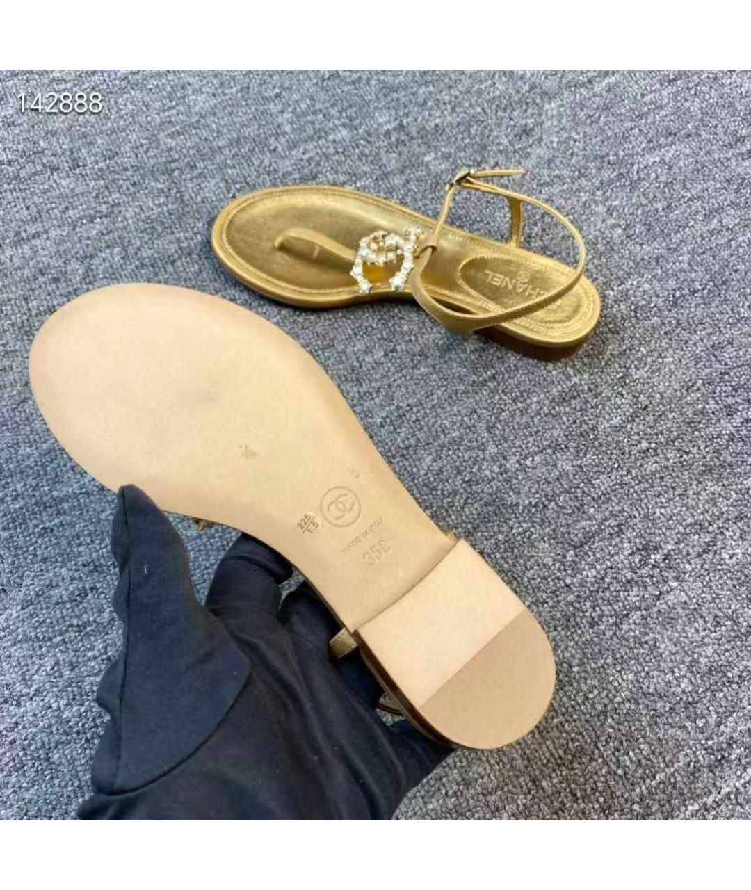 CHRISTIAN DIOR Золотые кожаные босоножки, фото 6